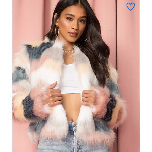 superdown Multicolor Faux Fur Jacket - Picture 1 of 6